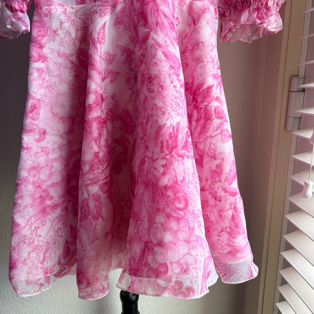 Selkie The Babydoll Toile Pink Floral Parliament Dress XS - Picture 5 of 8